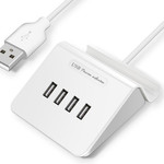 USB 2.0 Hub 4 порта, белый + держатель для телефона (черный)